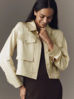 Anthropologie Satin Trucker Jacket utility s coat spring summer fancy small